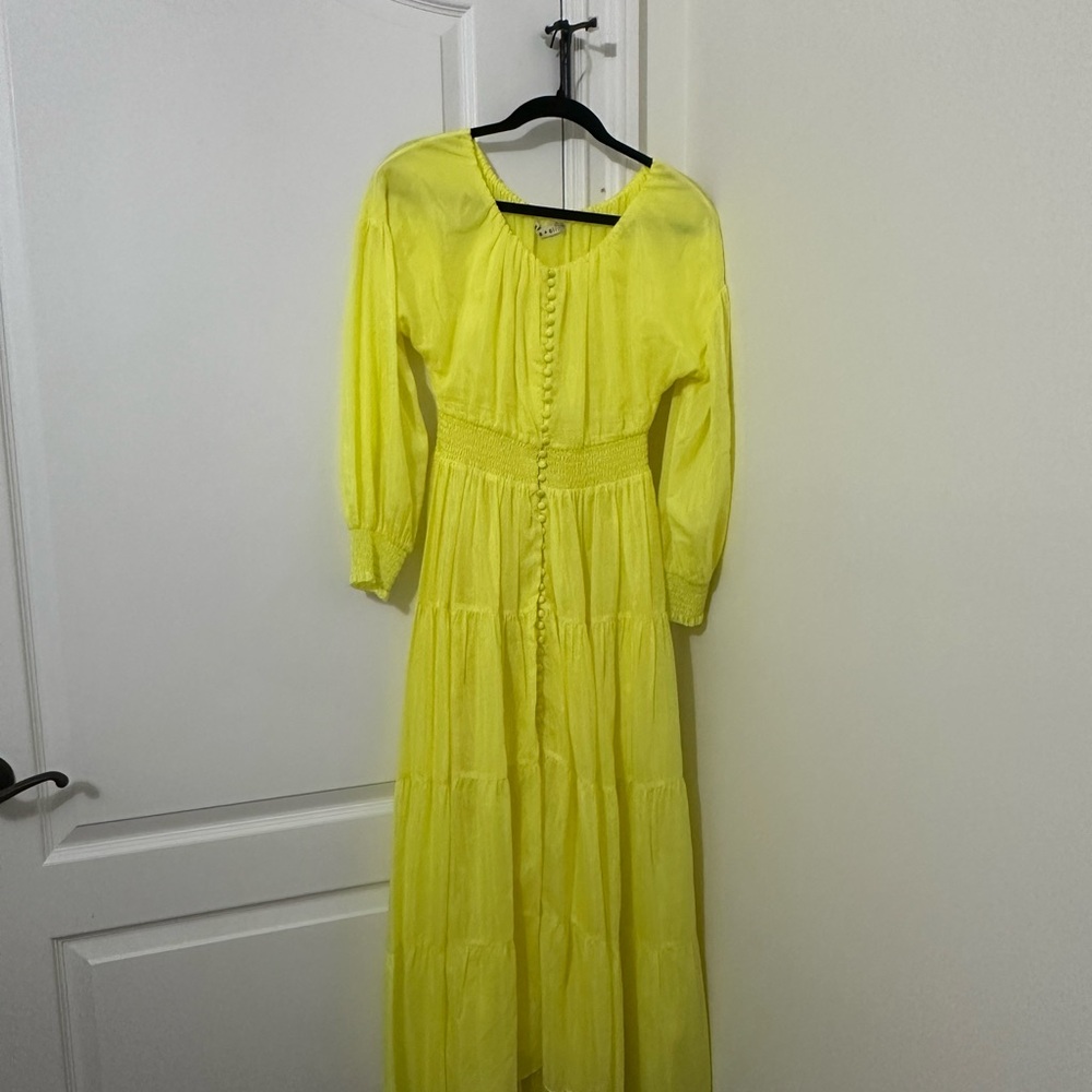 Alice + Olivia Vibrant Yellow Long Sleeve Maxi Dress Size 0